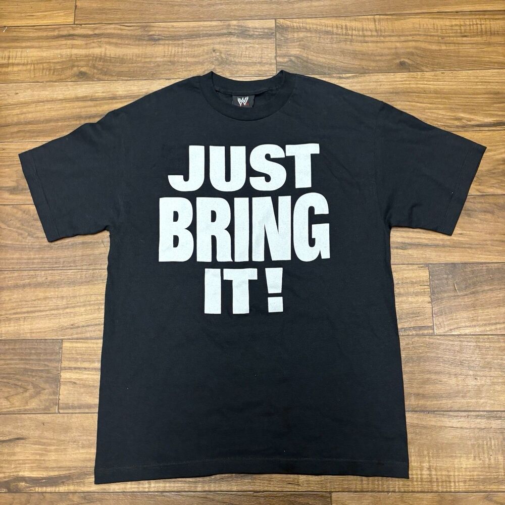 WWE Authentic 2010 The Rock Just Bring It Black Wrestling T Shirt Adult Size L